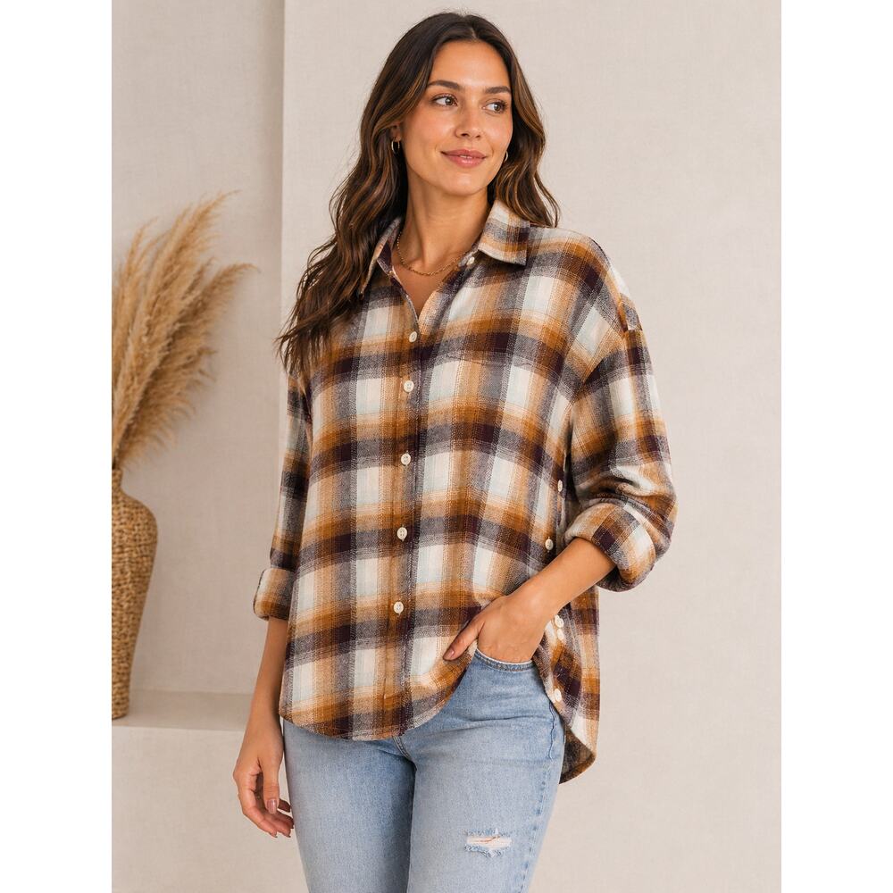 Madewell Plaid Flannel Y2K Button Front Casual Grunge Oversized Shirt S - Picture 2 of 9